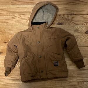 Walls Tan Hooded Canvas Workwear Jacket with Sherpa Lining